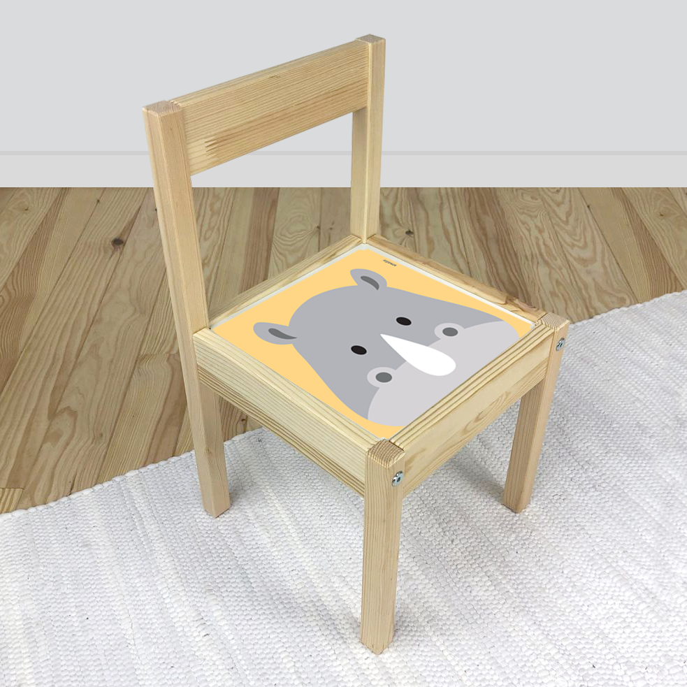 Rhino sticker in yellow for IKEA Latt Chair