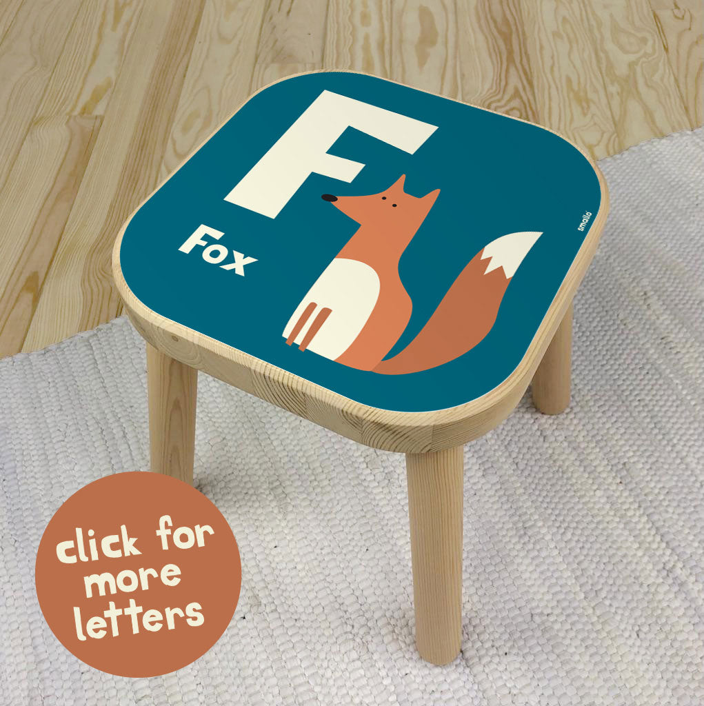 Flisat Stool Letter F for Fox Sticker in English