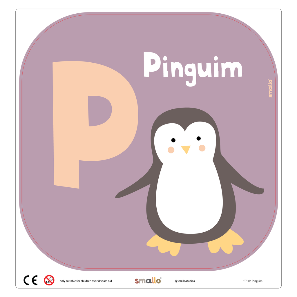 Letter P for Pinguim in Portuguese for Flisat Stool