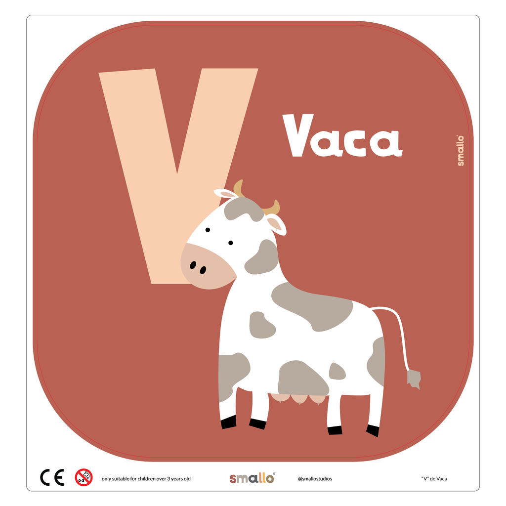 Letter V for Vaca in Portuguese for Flisat Stool