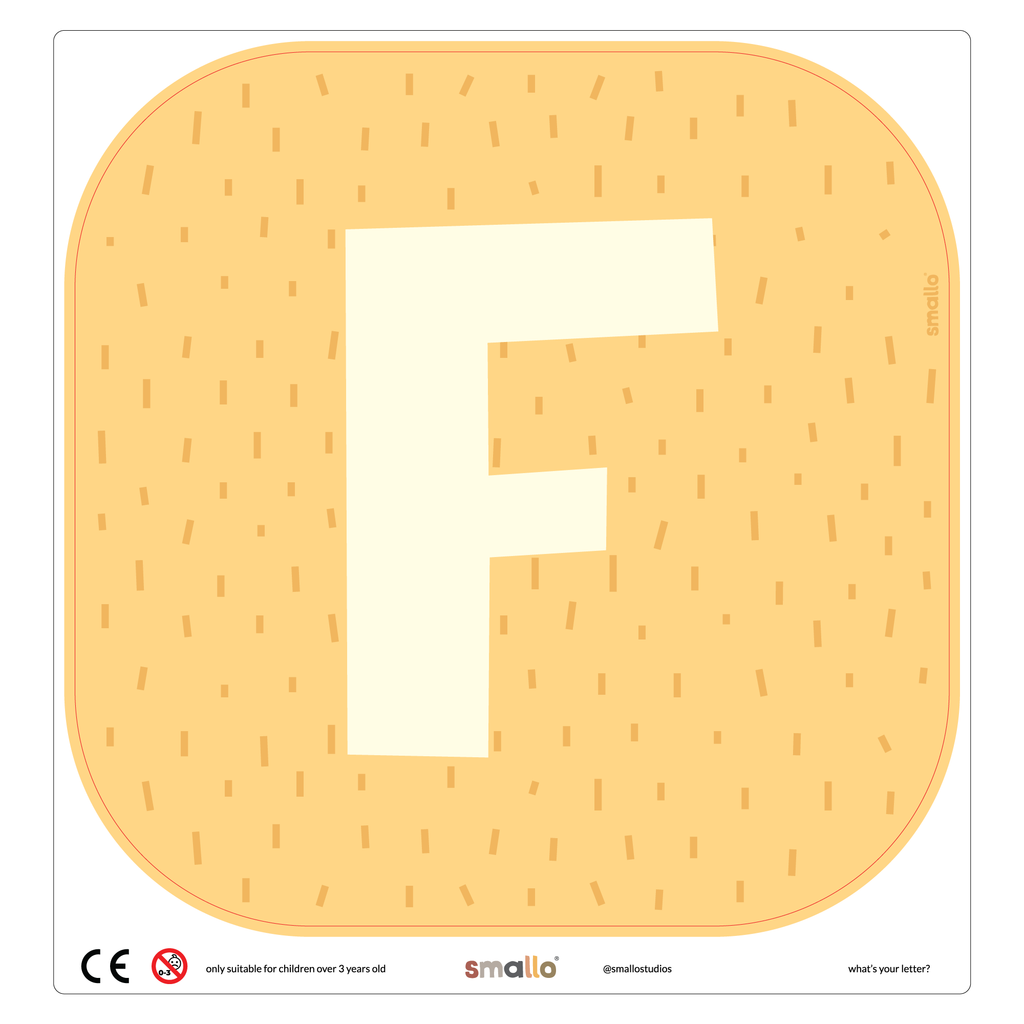 Letter F in Yellow with Sparks for Flisat Stool