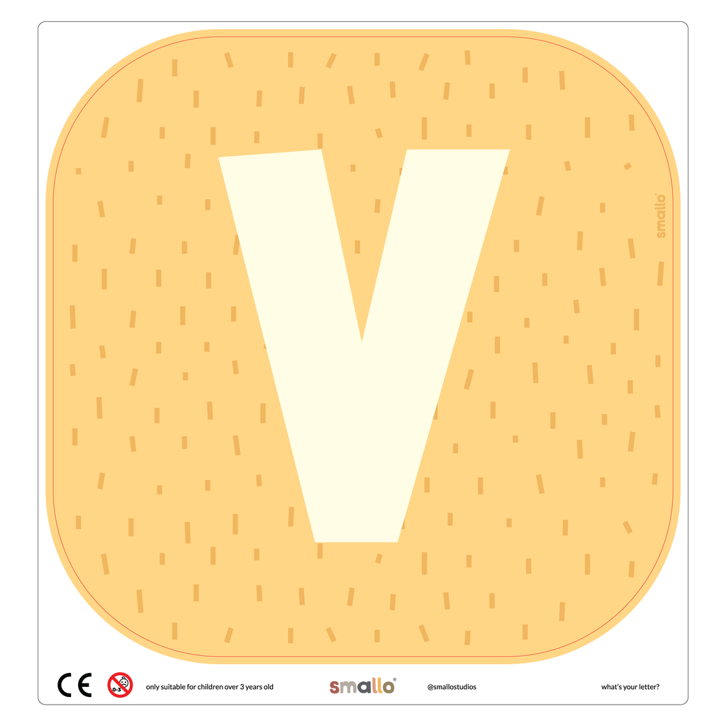 Letter V in Yellow with Sparks for Flisat Stool