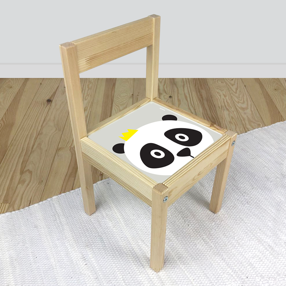 Panda Sticker for IKEA Latt Chair in White, Black and Grey