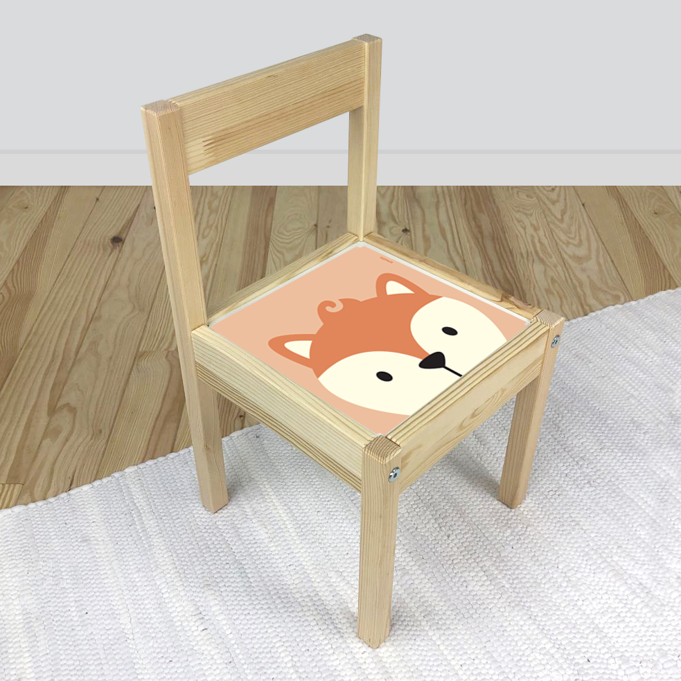 Fox Sticker for IKEA Latt Chair in Salmon and Orange