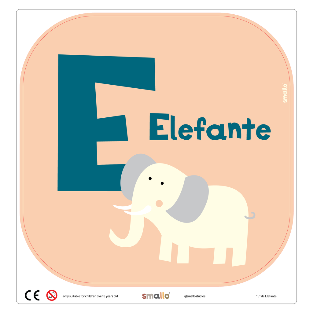 Letter E for Elefante in Portuguese for Flisat Stool