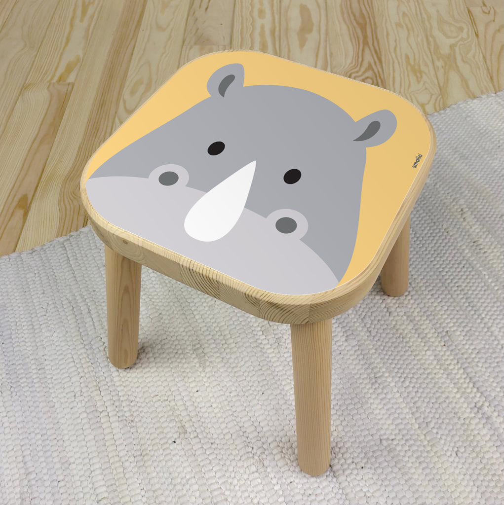 Flisat Stool Sticker with Rhino in Yellow and Grey