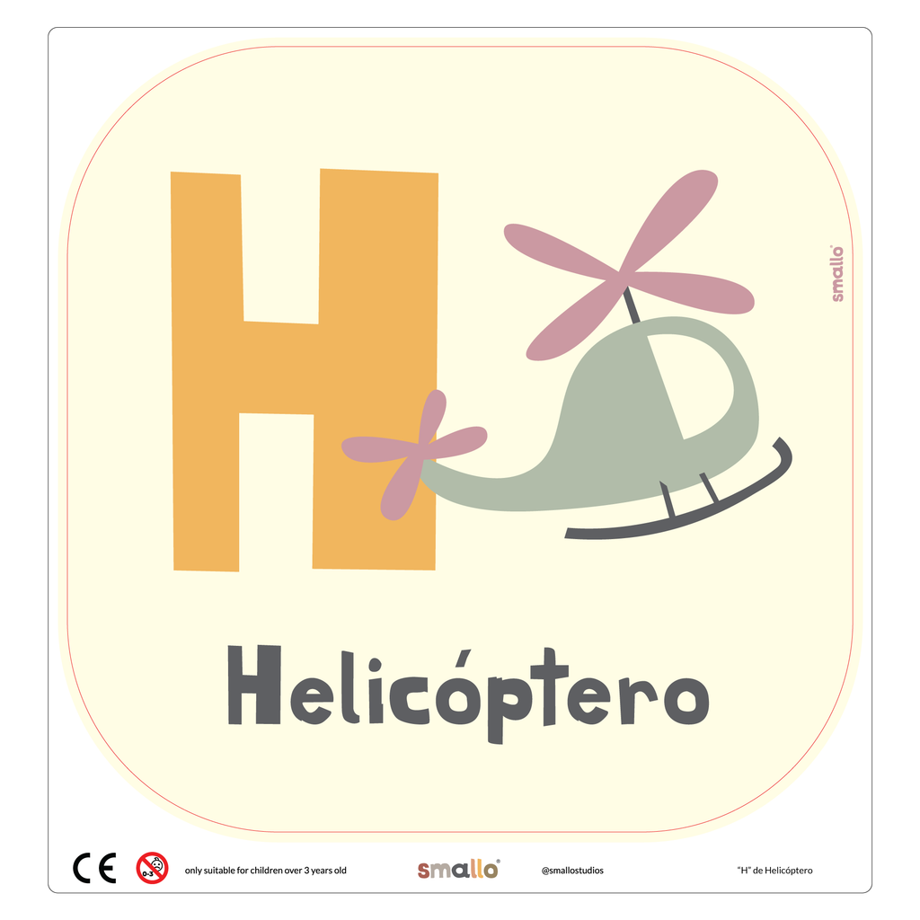 Letter H for Helicóptero in Portuguese for Flisat Stool