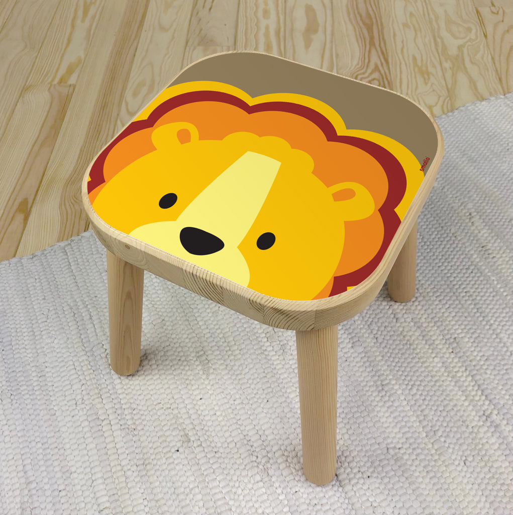 Flisat Stool Sticker with Lion in Green, Orange and Yellow