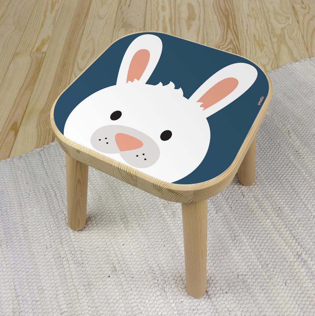 Flisat Stool Sticker with Rabbit in Blue and White
