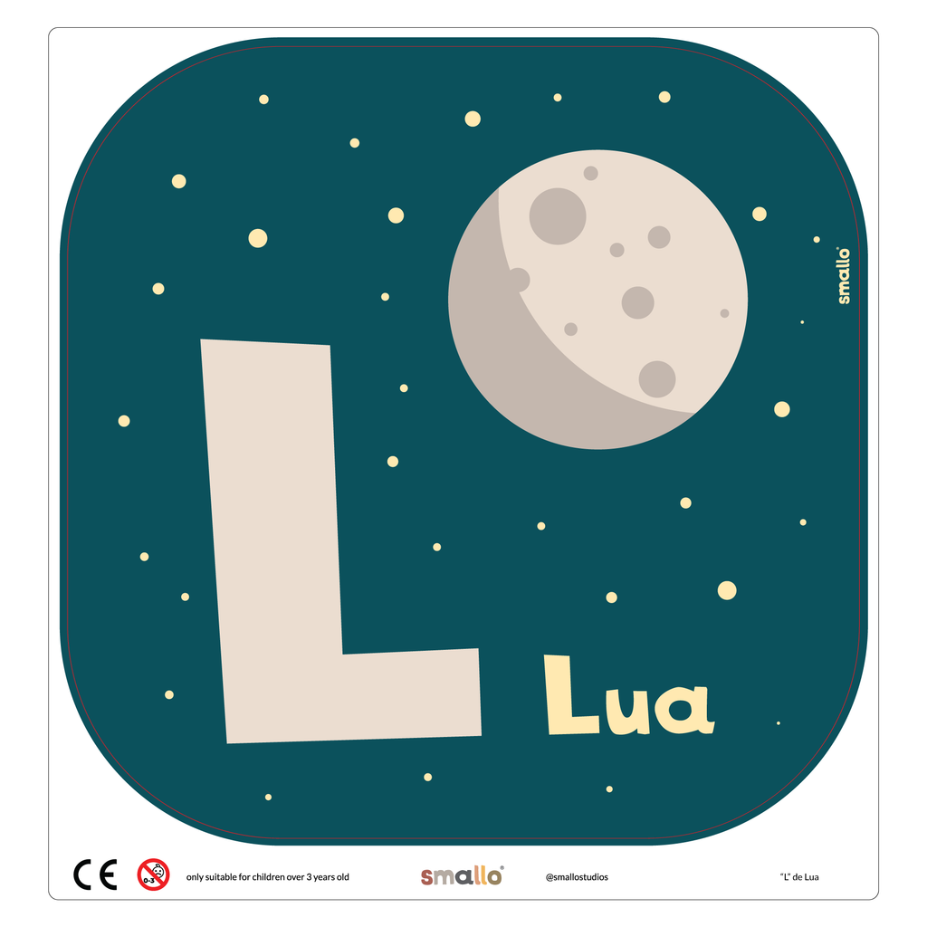 Letter L for Lua in Portuguese for Flisat Stool