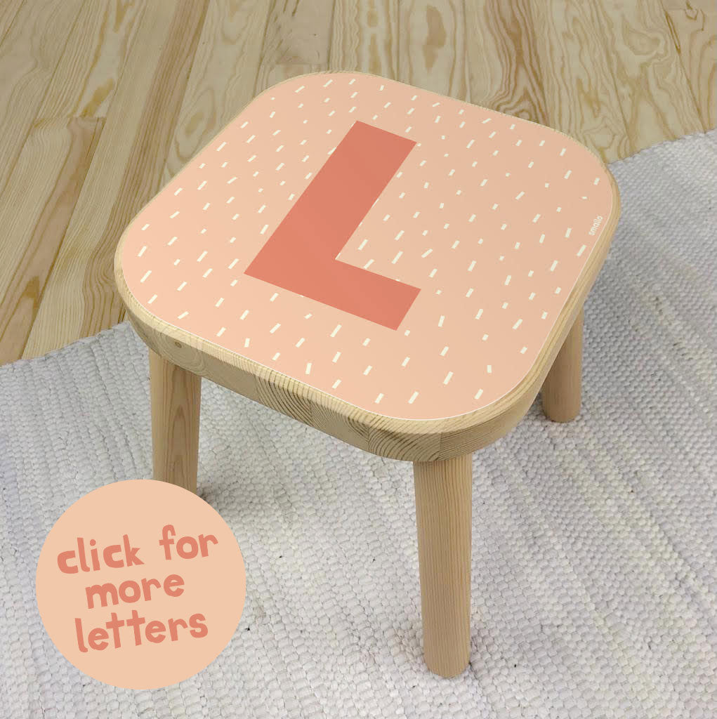 Flisat Stool Letter L Sticker in Salmon with Dashes