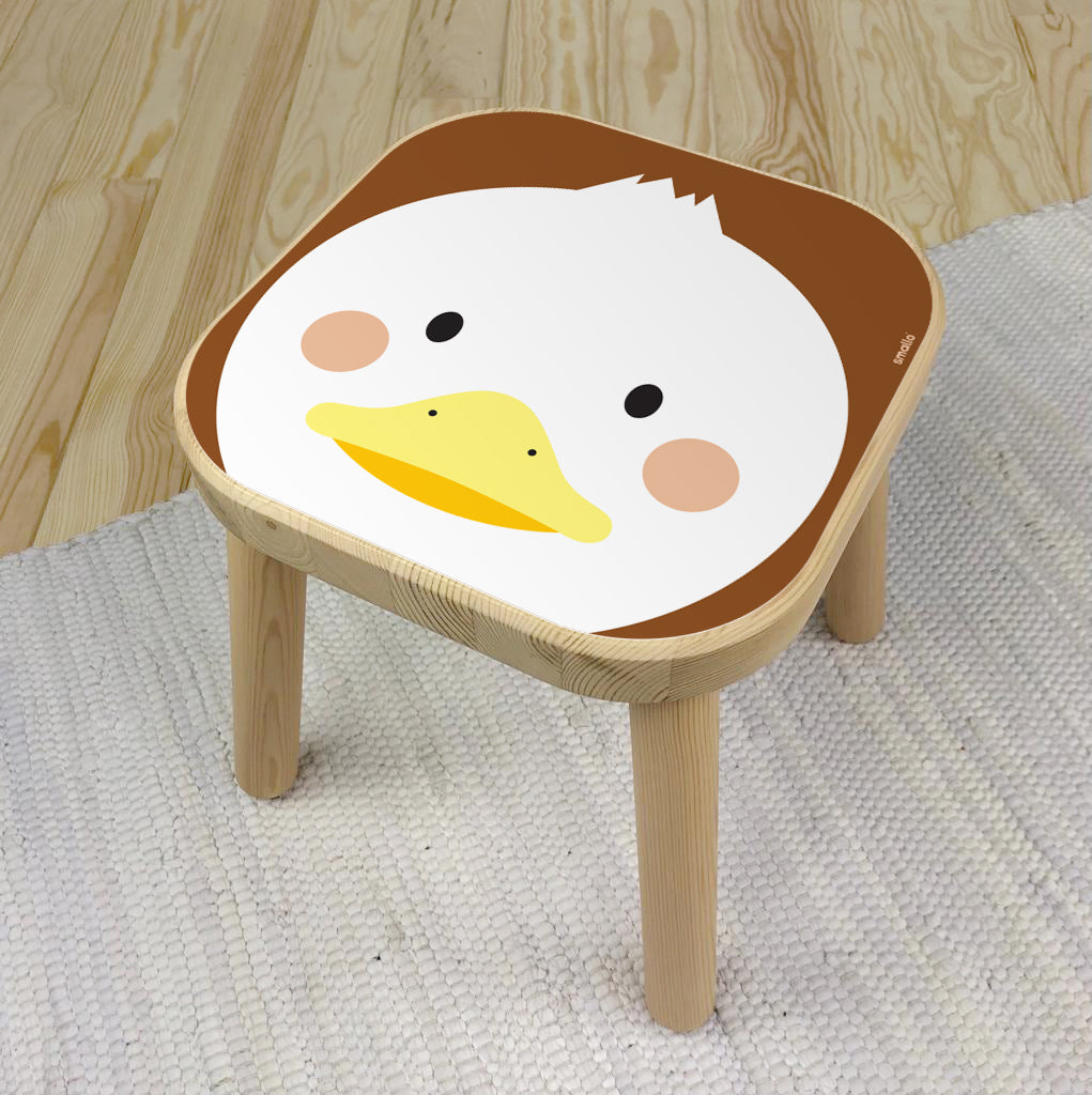 Flisat Stool Sticker with Duck in Brown and White
