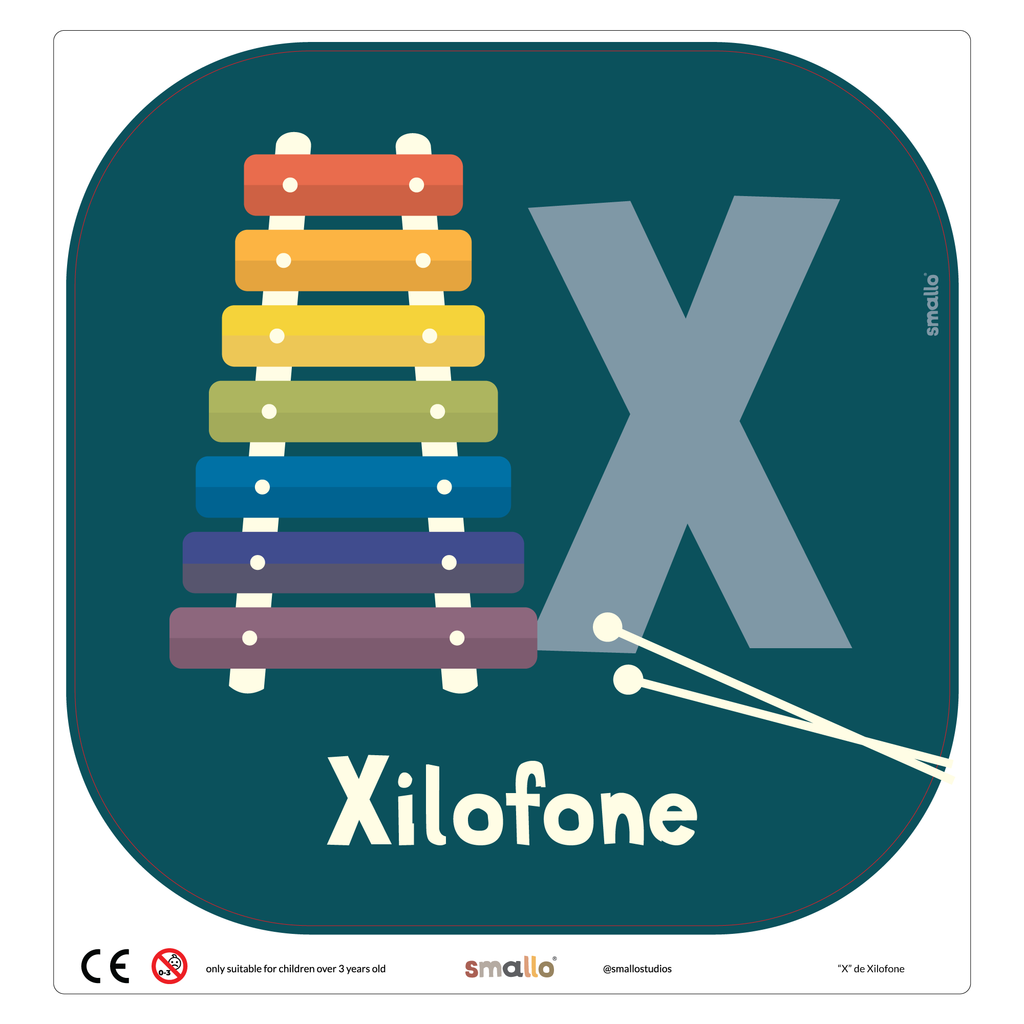 Letter X for Xilofone in Portuguese for Flisat Stool