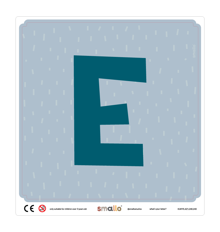 Letter E Sticker in Blue with sparks for Latt Chair