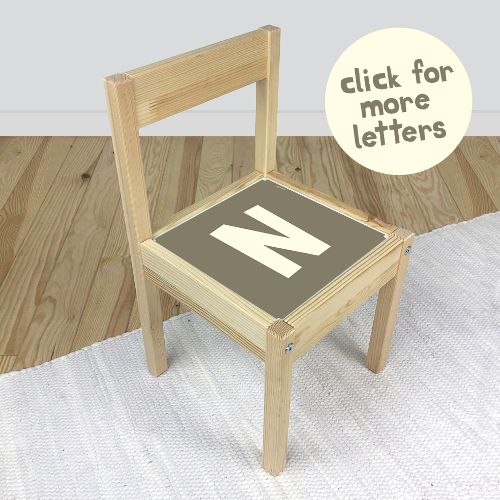 Letter N Sticker in Green for IKEA Latt Chair