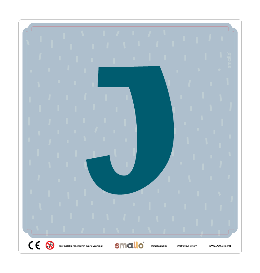 Letter J Sticker in Blue with sparks for Latt Chair