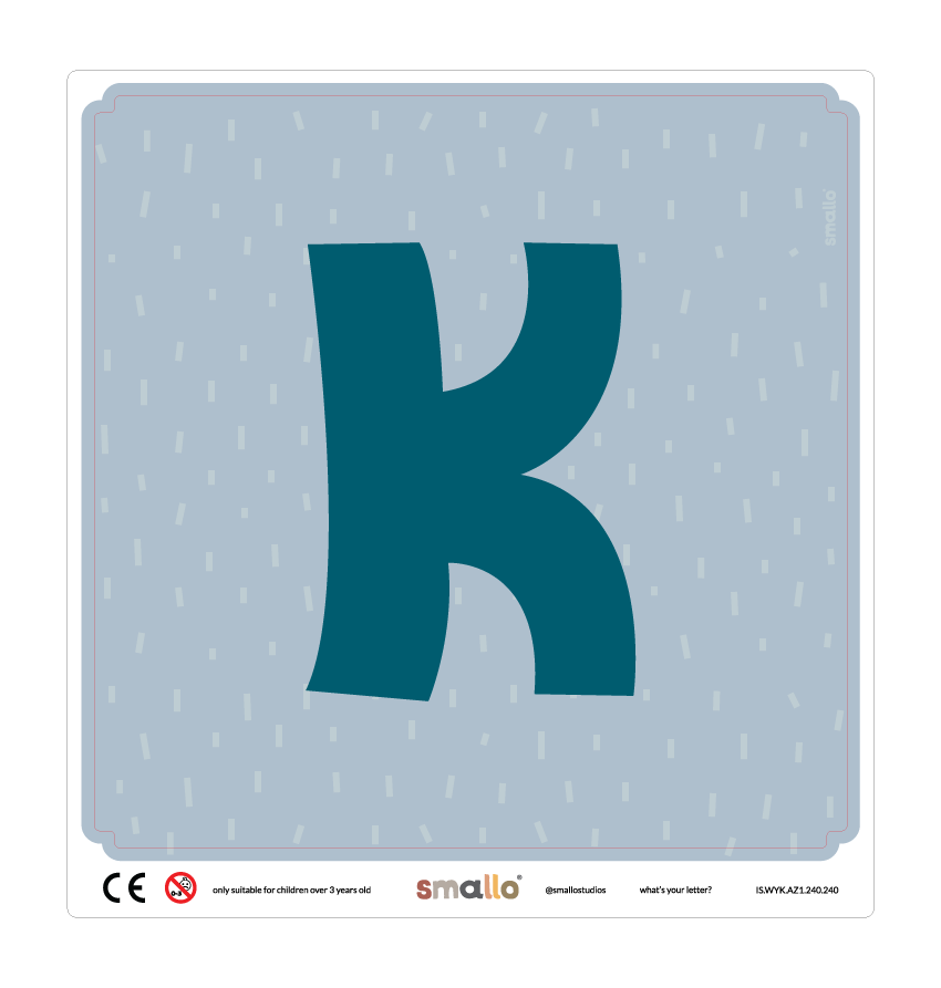 Letter K Sticker in Blue with sparks for Latt Chair