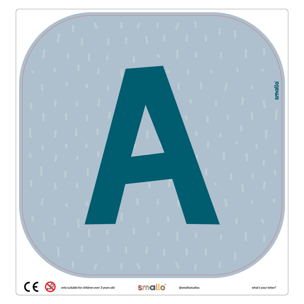 Letter A in Blue with rain for Flisat Stool