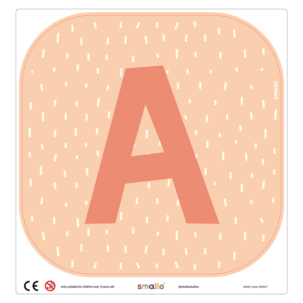 Letter A in Salmon with Dashes for Flisat Stool