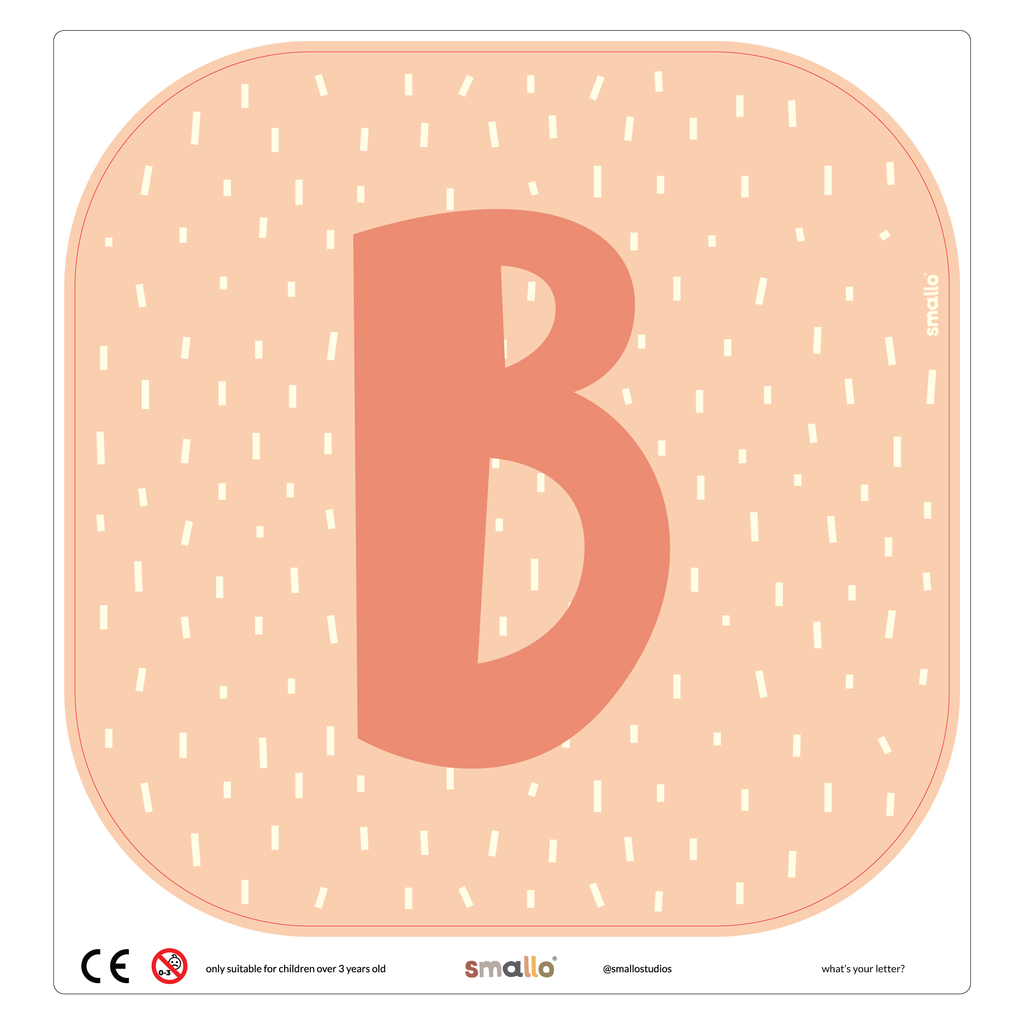 Letter B in Salmon with Dashes for Flisat Stool