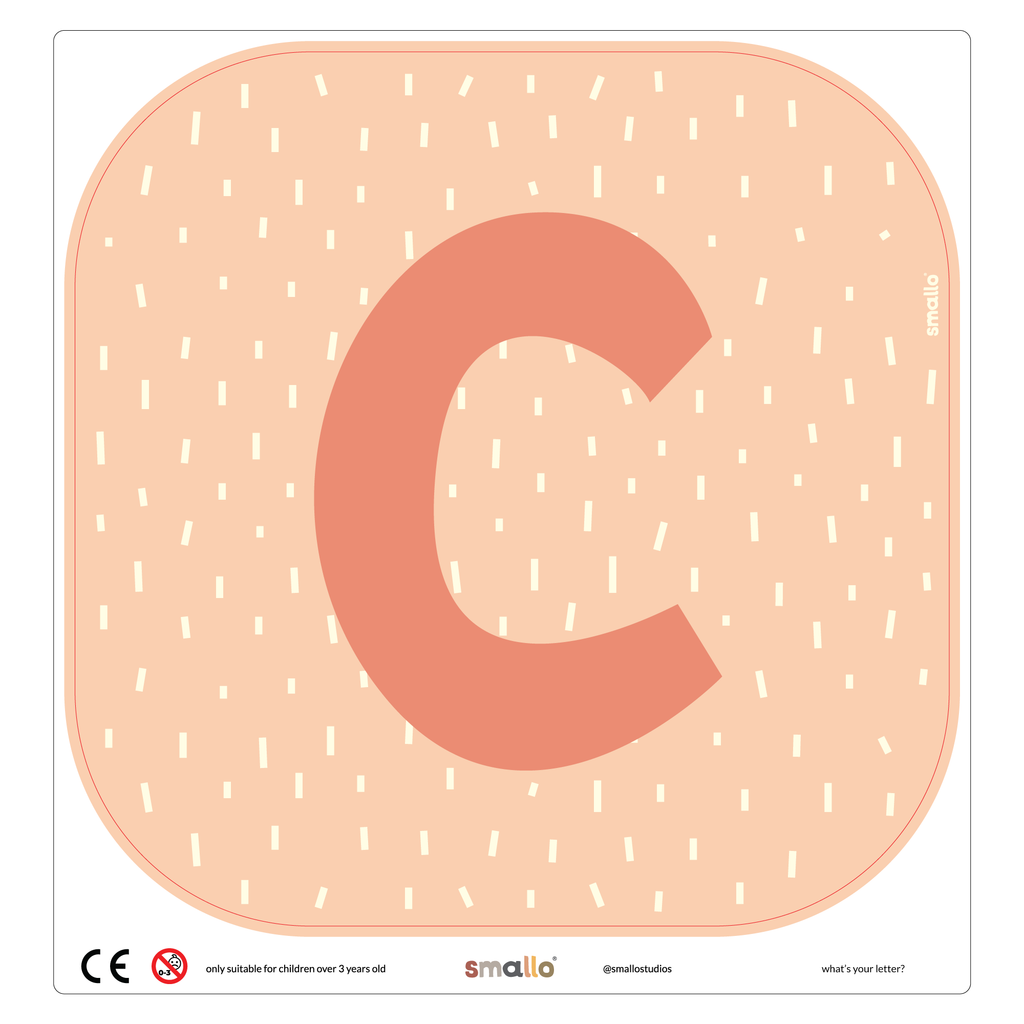 Letter C in Salmon with Dashes for Flisat Stool