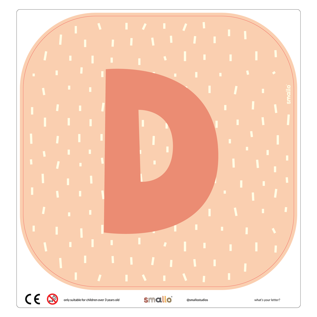 Letter D in Salmon with Dashes for Flisat Stool