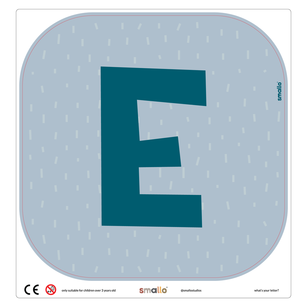 Letter E in Blue with rain for Flisat Stool
