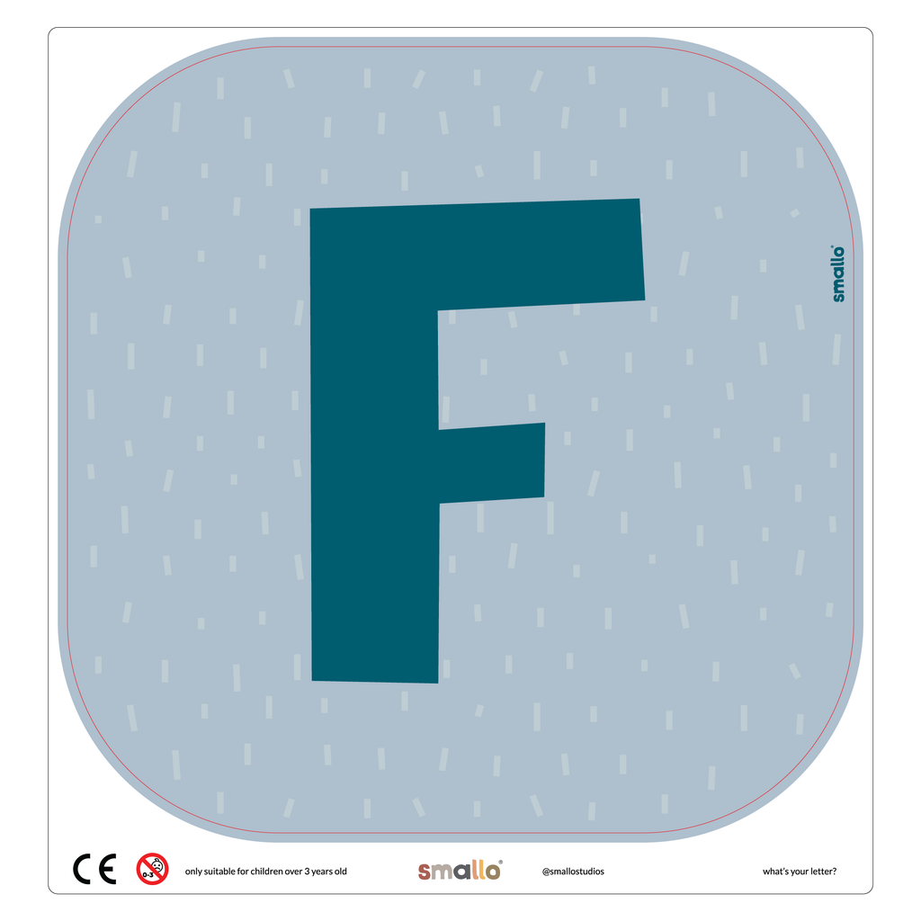 Letter F in Blue with rain for Flisat Stool