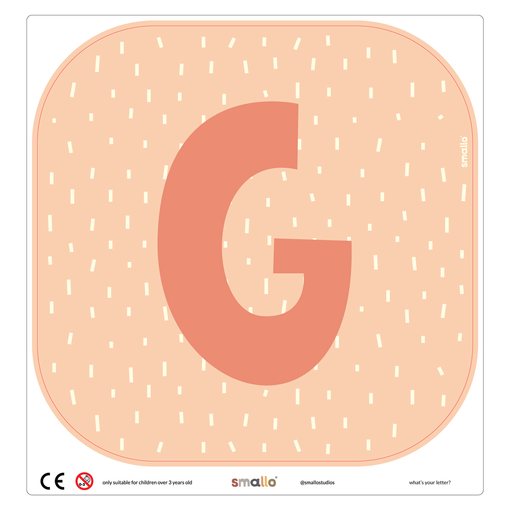 Letter G in Salmon with Dashes for Flisat Stool