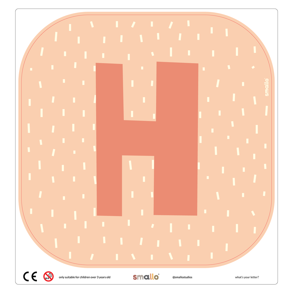 Letter H in Salmon with Dashes for Flisat Stool