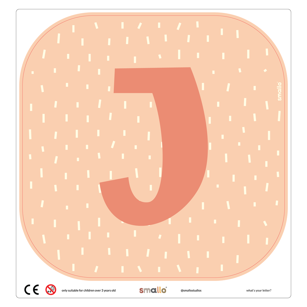 Letter J in Salmon with Dashes for Flisat Stool