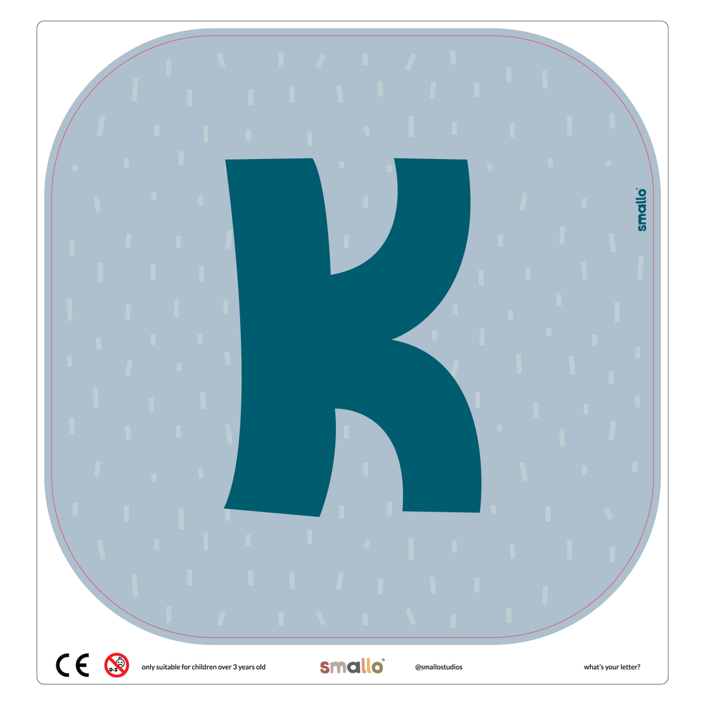 Letter K in Blue with rain for Flisat Stool