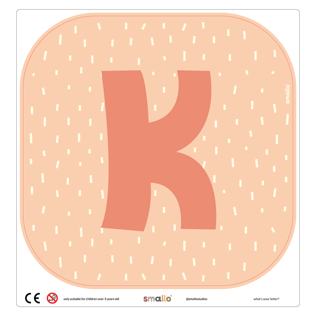 Letter K in Salmon with Dashes for Flisat Stool