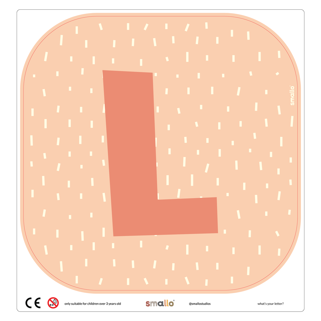 Letter L in Salmon with Dashes for Flisat Stool