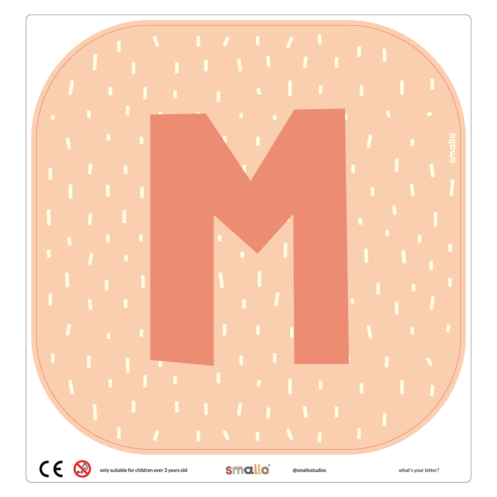 Letter M in Salmon with Dashes for Flisat Stool