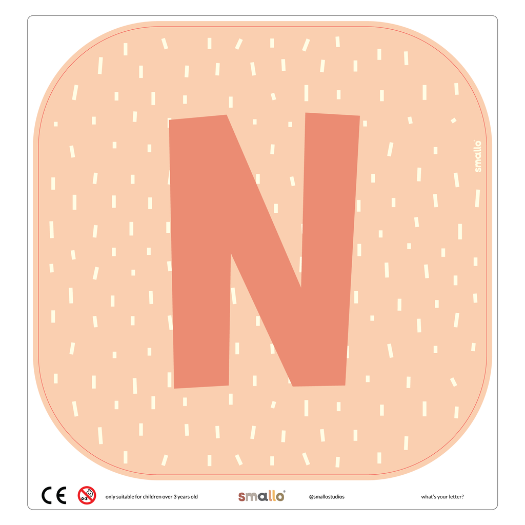 Letter N in Salmon with Dashes for Flisat Stool