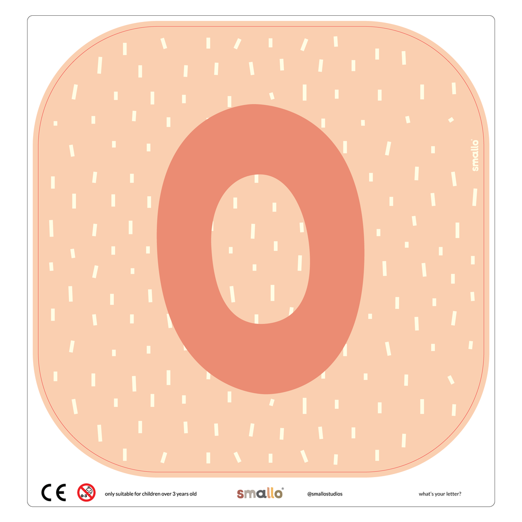 Letter O in Salmon with Dashes for Flisat Stool