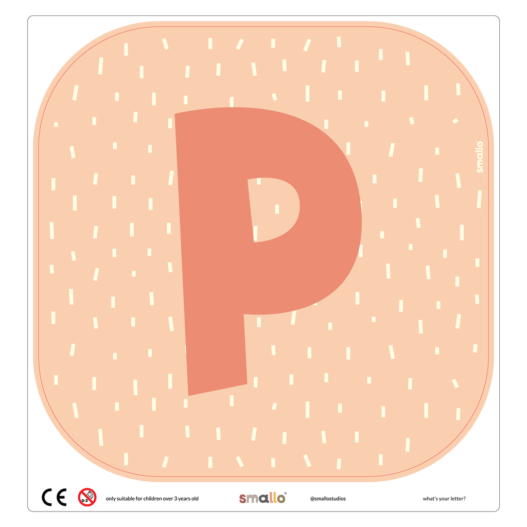 Letter P in Salmon with Dashes for Flisat Stool