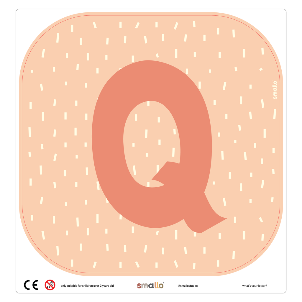 Letter Q in Salmon with Dashes for Flisat Stool