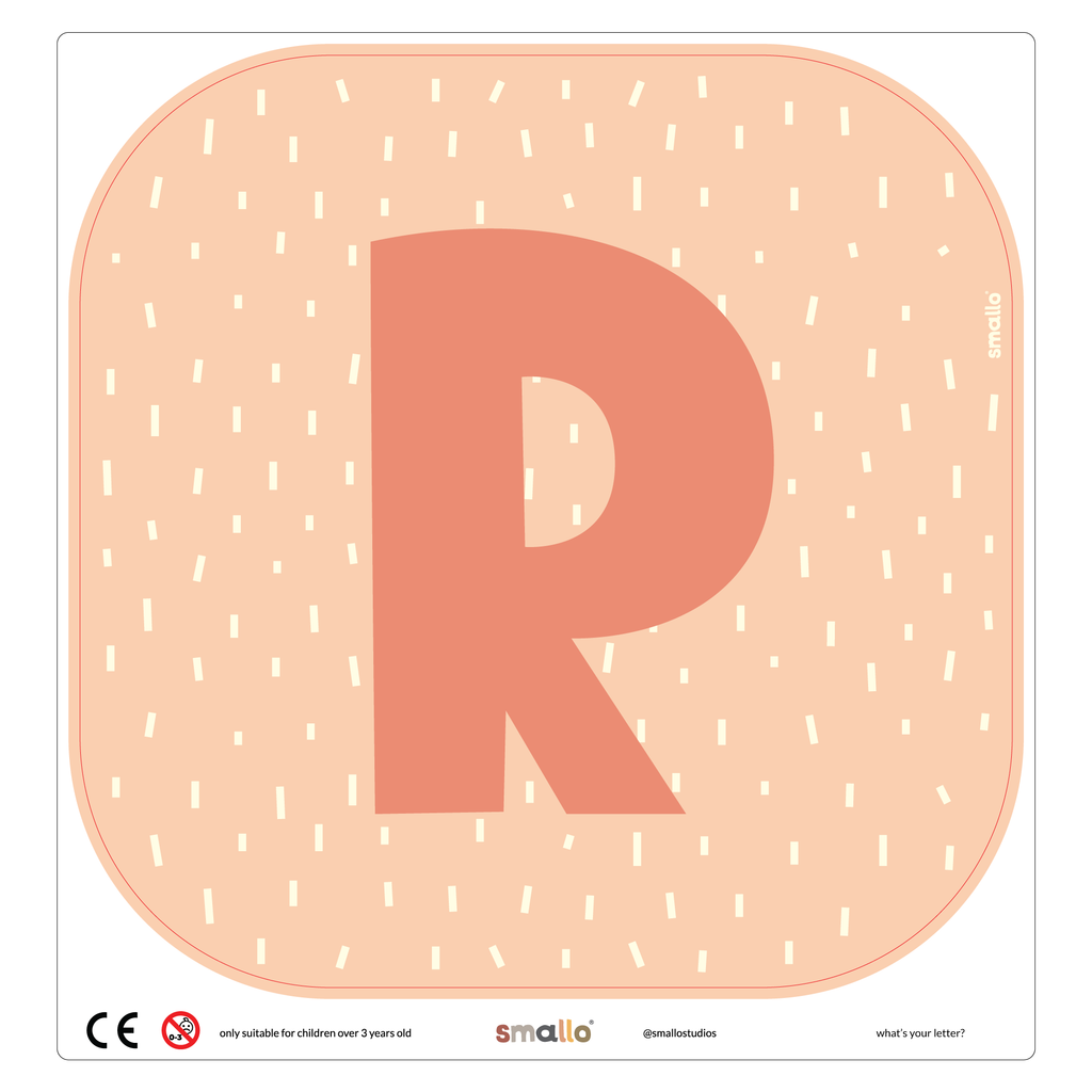Letter R in Salmon with Dashes for Flisat Stool