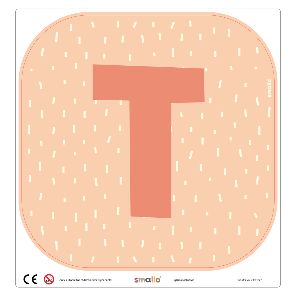 Letter T in Salmon with Dashes for Flisat Stool