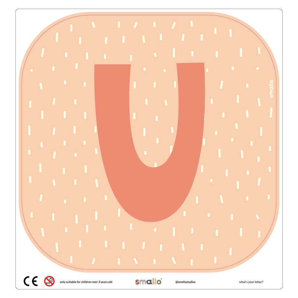 Letter U in Salmon with Dashes for Flisat Stool