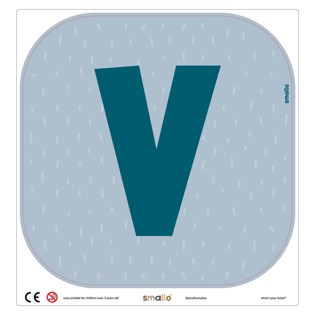 Letter V in Blue with rain for Flisat Stool