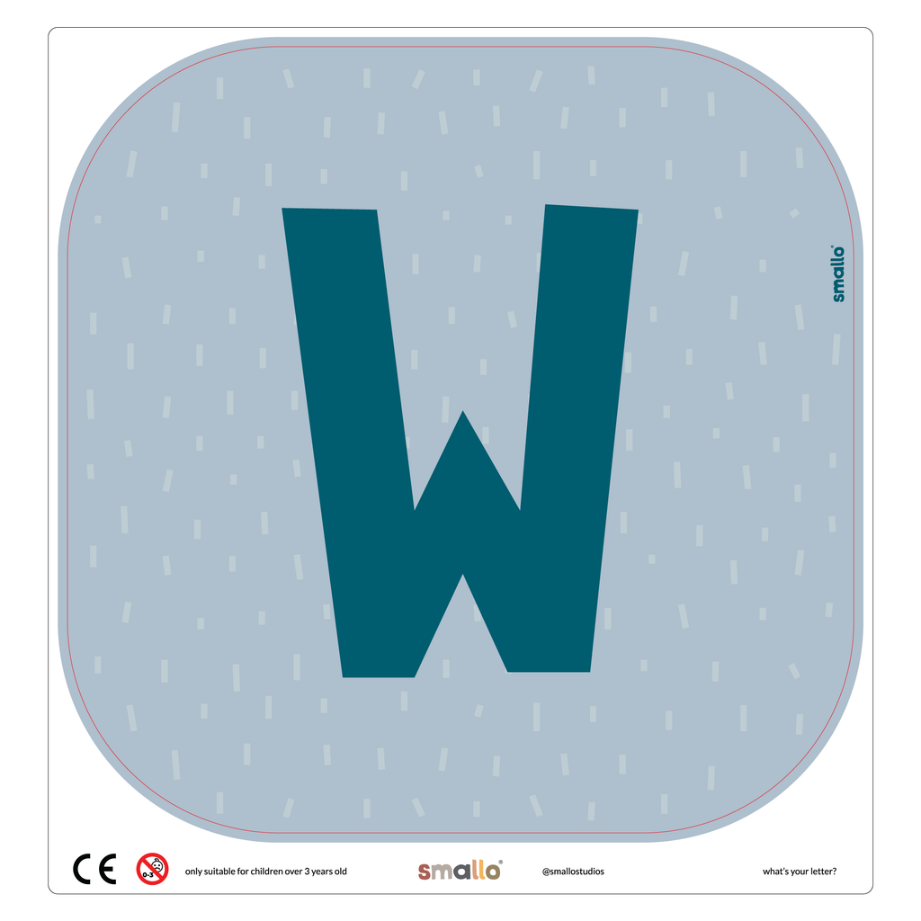 Letter W in Blue with rain for Flisat Stool