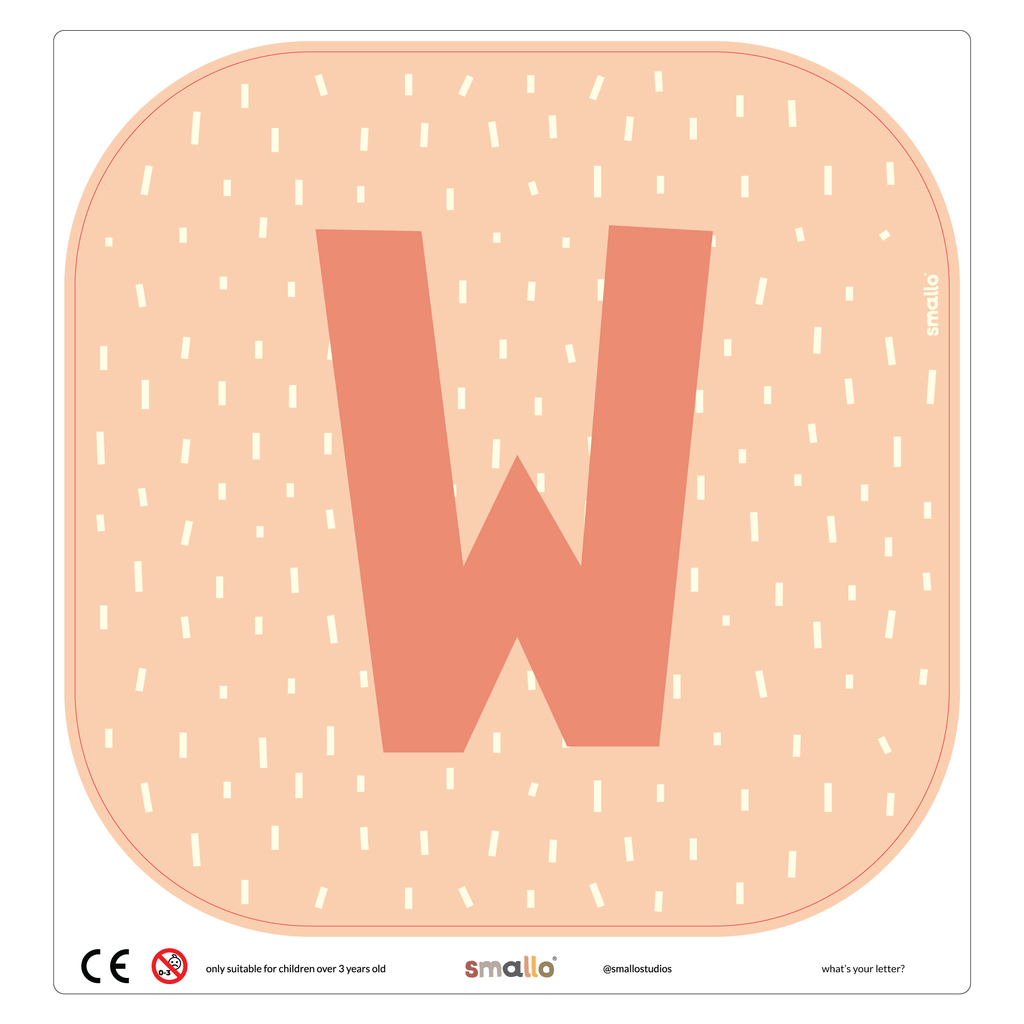 Letter W in Salmon with Dashes for Flisat Stool