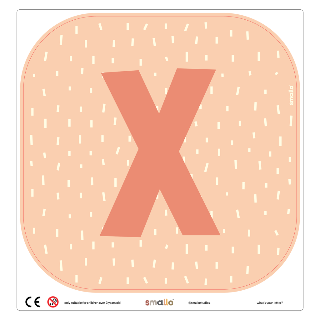 Letter X in Salmon with Dashes for Flisat Stool
