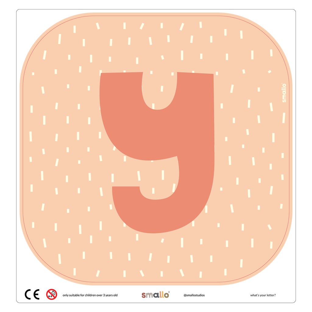 Letter Y in Salmon with Dashes for Flisat Stool