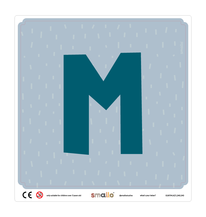 Letter M Sticker in Blue with sparks for Latt Chair
