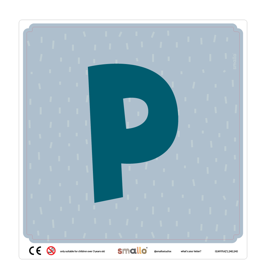 Letter P Sticker in Blue with sparks for Latt Chair