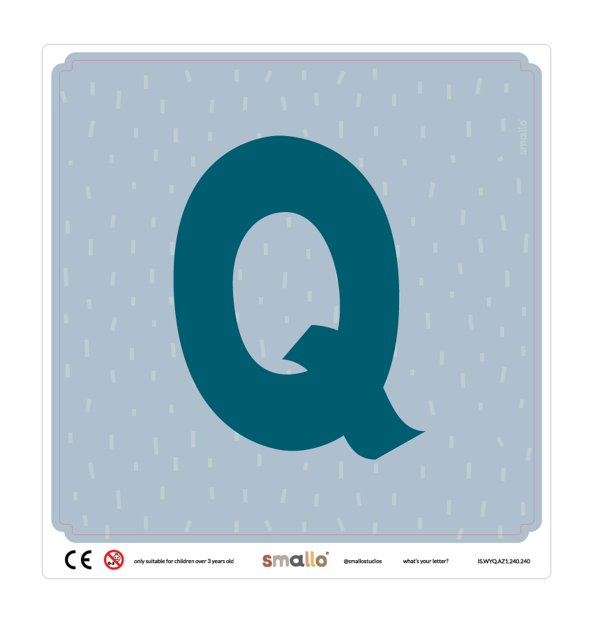 Letter Q Sticker in Blue with sparks for Latt Chair